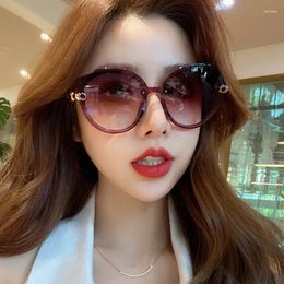 Sunglasses Vintage Cat Eye Round Women's Korean Version Metal Rimless Gradient Sun Glasses Luxury Shades UV400 Gafas De Sol