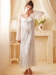 Women's Sleepwear 2023 Princess Blue And White Long Nightshirt Modal Nightgown Women's Soft Yarn Ladies Pijamas