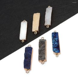 Pendant Necklaces Natural Stone Rectangular Crystal Double Hole 11x45mm Connector Charm DIY Necklace Earrings Jewelry Boutique Accessories