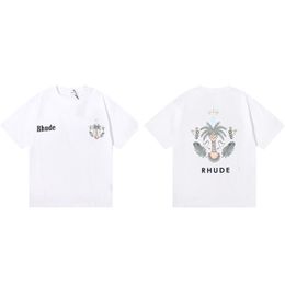 Rhude Brand Printed T Shirt Men Women Round Neck T-shirts Spring Summer High Street Style Quality Top Tees RHUDE Asian Size S-XL Camiseta Casablanca A14