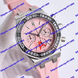 High quality neutral watch 26231 37mm pink dial quartz electronic movement women's watch pink rubber strap stainless steel watch timer function calendar display