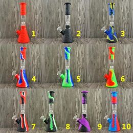 Bong beaker glass bong glass water bongs recycler percolator Oil rigs bowl 14.4mm silicone smoking bubler pipe