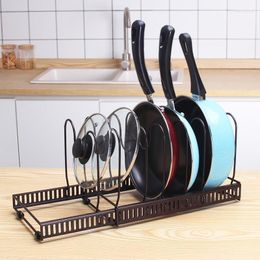 Hooks & Rails Pot Lid Holder Rack Storage For Kitchen Pan Shelf Dish Cover Stand Accessories Organiser