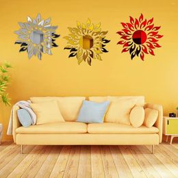 Wall Stickers Sun Flower Mirror Sticker 3D TV Background DIY Decor Decal Art Mural Bedroom Bath Room Decoration