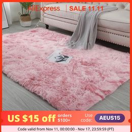 Carpet Tie-dye Gradient Carpet For Modern Living Room Sofa Floor Mat Long Plush Rug Soft Fluffy Mats Kid's Bedroom Play Cushion Grey 231113