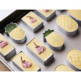Baking Moulds 10pcs Square Rectangle Ellipse Heart Pineapple Flower Shape Pie Cake Cookie Mold Biscuit Cutter Stamp Press Cutting Tools 230413