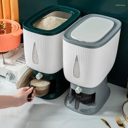 Storage Bottles 10KG Automatic Rice Bucket Cereal Dispenser Box Measuring Cup Kitchen Food Tank Container Organizer