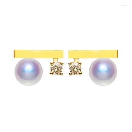Stud Earrings MADALENA SARARA Saltwater Pearl Akoya 18K Gold Korean Trendy Style Simple Geometric AU750 Fine Women Earring