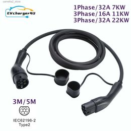 Electric Vehicle Accessories EVcharger4U IEC 62196 EV Charging Cable Type 2 1Phase/3Phase 16A/32A 7KW/11KW/22KW 3M/5M Extension Cables For Electric Vehicle Q231113