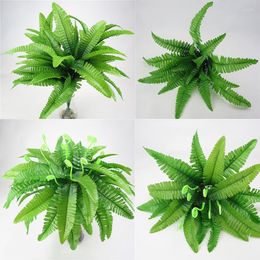 Decorative Flowers Artificial Persian Grass Green Fake Plants Fern Leaf Home Garden Balcony Outdoor Decors Christmas Decoration Table Po