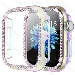 Other Fashion Accessories for apple watch se 6 7 8 5 case 40mm 44mm 41mm 45mm Ultra 49mm Full Around Diamond Shiny case for iwatch women shell Plate Frame J230413