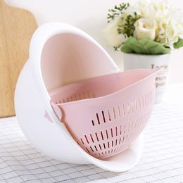 Fruit Vegetable Tools Double Drain Basket Bowl Rice Washing Kitchen Sink Strainer Noodles Vegetables Fruit Kitchen Gadget Colander Coladores De Cocina 230413