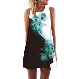 Summer Beach Dress For Womens Casual Plus Size Dresses Tai Chi Graphic Printed Dress Sleeveless Mini Dresses Casual Robe Female Self Portrait Dress Vestidos 1594