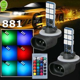 New 1 Set 5050 881 LED Car Headlight Fog Light Lamp Bulb Lamp Wireless Remote Control RGB Multi-Color 360-degree 4 Modes Changing