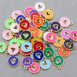 Charms 100pcs/lot Zinc Alloy Fittings Hollow Caring Mini Enamel Heart For DIY Fashion Jewelry Making Finding Accessories
