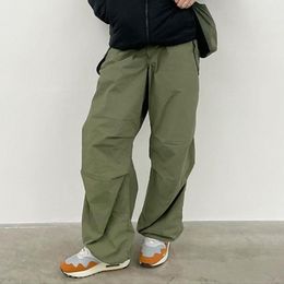 Y2K Streetwear Drawstring Cargo Parachute Pants Hippie Harajuku Loose Draped Low Waist Tech Sporty Trousers Oversize