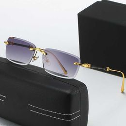 New men sunglasses rimless diamond cut edge Fashion ins net red same sun glasses can be matched with myopia optical wholesale designer glass