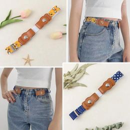 Belts 2Pcs Elastic Jeans Pants Adjustable Boys And Girls Kids Stretch Canvas Buckle-Free Belt Waist