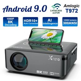 Projectors Transpeed Projector 4K 1080P 8K video 300ANSI LED Android Projectors 12000Lumens BT5.0 Dual wifi Full HD HDR10 For Home Theater 231113