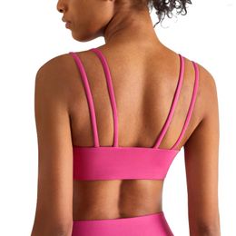 Yoga Outfit Women Girls Ultra Comfortable Quick Dry Double Strap Skin Fit Soft Padded Sports Bra Solid Color Sexy Cycling