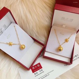 Pendant Necklaces 24K Gold-plated Hard Gold Necklace Women Do Not Fade Imitation Fake Snowflake Bell Fine Collar Bone