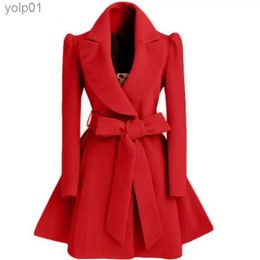 Women's Trench Coats Korean women's Woollen windbreaker Overcoat jacket coats Red XL autumn and winter long windbreaker Overcoat fashion coat jacketL231113