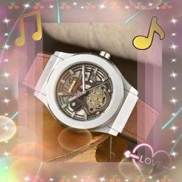 Crime Premium Mens Hollow Skeleton Dial Watches Quartz Movement Time Clock Watch Genuine Leather Buckle Three Stiches Elegant Vintage all the crime Wristwatch