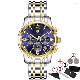 Wristwatches Watches Men 2023 Top WWOOR Business Men's Sports Gold Mens Chronograph Date Steel Watch For