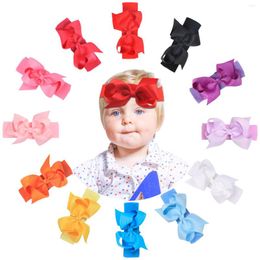 Hair Accessories Girls 4.5''Grosgrain Ribbon Bows Headband For Baby Soft Elastic Nylon Headbands Toddler Kids
