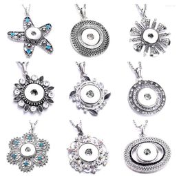 Pendant Necklaces 10pcs Snap Button Necklace 18mm Metal Buttons Jewellery Rhinestone Flower Starfish