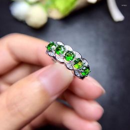 Cluster Rings Natural Diopside Ring From Russian Mining Area 925 Silver Very Beautiful To Wear