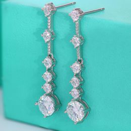 Stud Serenity Day D Colour 3 Carat a Pair Diamond Earrings Womens Long Tassel Light luxury Niche for Wholesale 230412