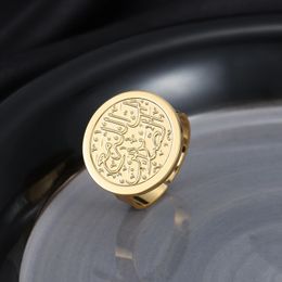 Wedding Rings AYATUL KURSI Custom Round Arabic Rings Alhamdulillah 18K Gold Plated Customised Jewellery For Women Islam Muslim Arab Gift 231102