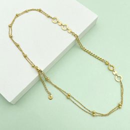 Chains Fashion Gold Colour Cuban And Round Bead Chain Spliced Geometric Design Necklace For Women Men Classic Simple Jewellery Gifts