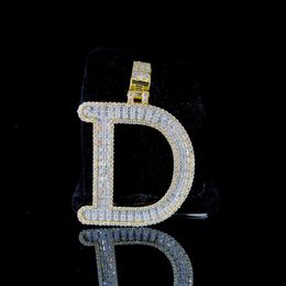 Hot Selling Gold Platting A-Z Alphabet Letter Pendant Fully Iced Out Vvs Moissanite Diamond Initial Luxury Letter Pendants