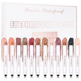 Eye Shadow/Liner Combination 12 Pcs Eyeshadow Stick Pro Waterproof Matte Pearl Shimmer Eyeshadow Pencil Long-Lasting Eye Shadow Stick Cream Eye Makeup Sticks 231113