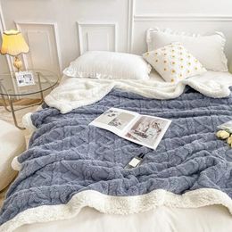 Blankets Solid Thicken Wool Fleece Blankets Adult Kids Winter Super Warm Throw Blanket 2Sides Bedspread for Sofa Bedroom Beds Covers Home 231110