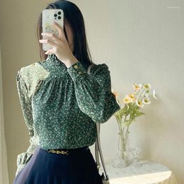 Women's Blouses High-end Thickening Silk Blouse Women Fall Loose Mulberry Shirt Collar Floral Long-sleeved