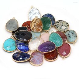 Pendant Necklaces Fashion Natural Stone Pendants Gold Plated Lapis Lazuli Amazonite For Jewellery Making Diy Women Necklace Earring Supplise