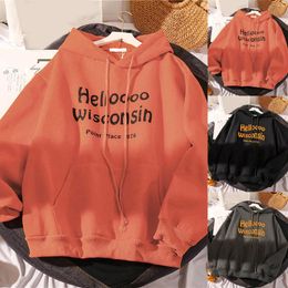 Women's Hoodies In Sweatshirts For Women Kawaii Long Sleeve Hoodie Cotton Pullover Tops Teen Graphic Plus Size