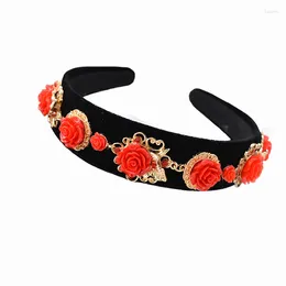 Hair Clips Luxury Crown Baroque Exaggerate Rose Flower Headbands Metal Flowers Wedding Trendy Accessories For Women