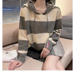 Women's Hoodies Autumn Ray Wite Stripe Colour Blockin Pullover Ded Knit Sweater For Collee Style I-quality Wool Coat