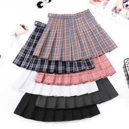 Skirts Super- SchoolSkirt Plaid pleated skirt female spring summer high waist short skirt fall college wind yellow A-character skirt 230413