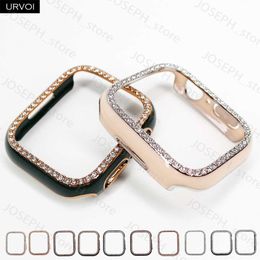 Other Fashion Accessories URVOI half plastic case for Apple Watch series 8 7 6 SE 5 4 3 2 shiny PC zircon frame Laser engraving cover bumper for iWatch J230413