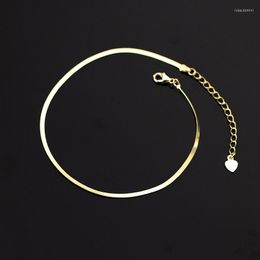 Anklets 2mm Authentic REAL. 925 Sterling Silver Fine Jewellery Flade Snakebone Chain Anklet Bracelet C-S4690