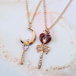 Colares de pingente Colares de pingente Colares de pingente Anime Sailor Moon Mulheres Crystal Pearl Love Heart Moon Wand Pingentes Cartoon Sailormoon Jóias