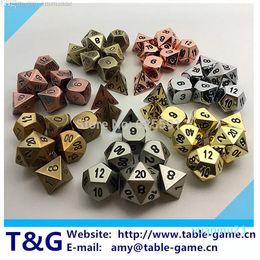 Wholesale-TOP Quality 2023 New Metalic 7 Dice set d4 d6 d8 d10 d% d12 d20 for Board Games Rpg Dados jogos dnd for 11 special gift