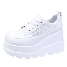 Dress Shoes Summer White Wedge Sneakers Platform Breathable Hollow Autumn Chunky Heel Pumps Women Size 43Heels