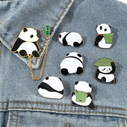 Panda Enamel Brooch Pins Set Aesthetic Cute Lapel Badges Cool Pins For Backpacks Hat Bag Collar Diy Fashion Jewelry Accessories Wholesale