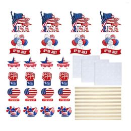 Party Decoration Windmill 24 Pcs Independence Day Vase Insert Card Stick Star Stripe Balloon Flag Fist Pattern Paper Address Plaque Solar